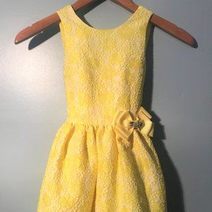 GIRLS CANARY YELLOW DYE CUT GIRLS DRESS